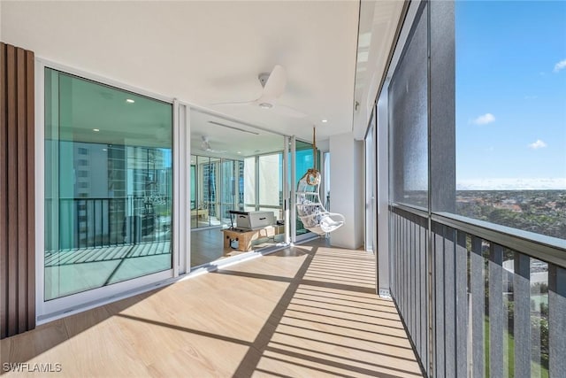 balcony with ceiling fan