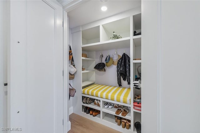 mudroom featuring light wood-type flooring