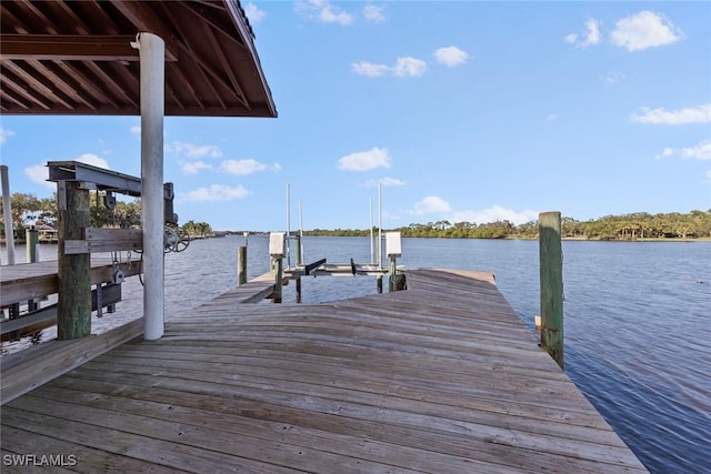 dock area featuring a water view