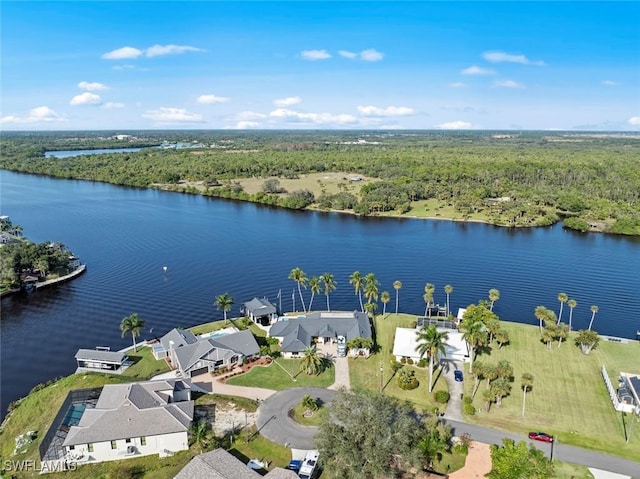 bird's eye view featuring a water view