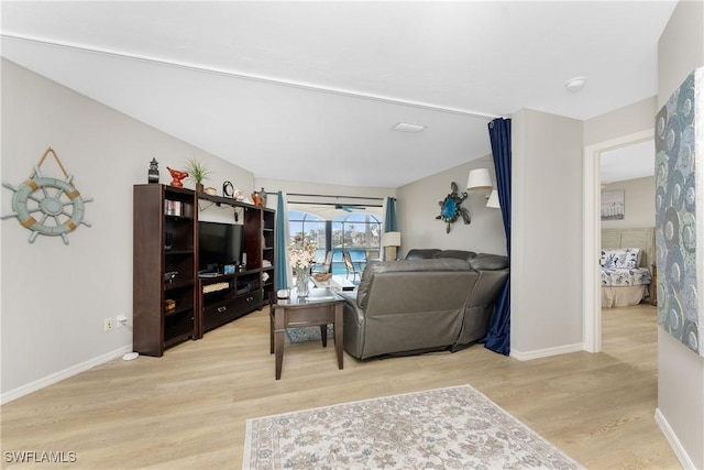 living room featuring light wood-type flooring