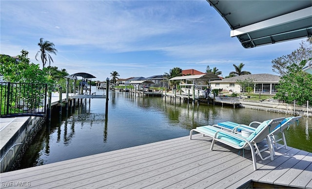 view of dock featuring a water view