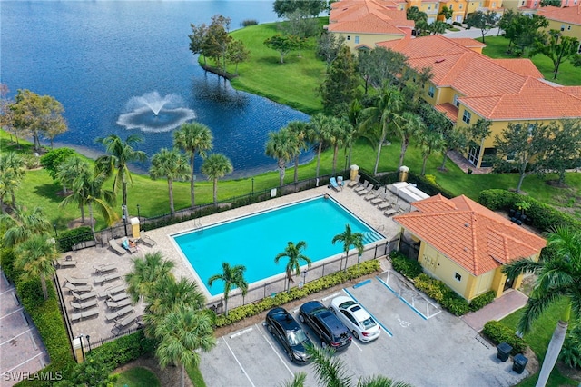 bird's eye view featuring a water view