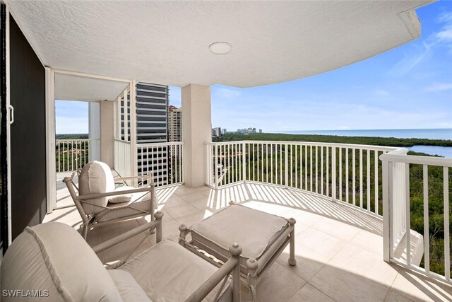 balcony with a water view