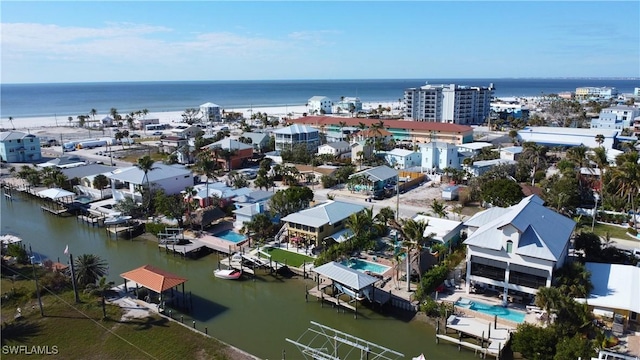 bird's eye view featuring a water view