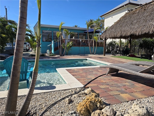 view of pool with a gazebo