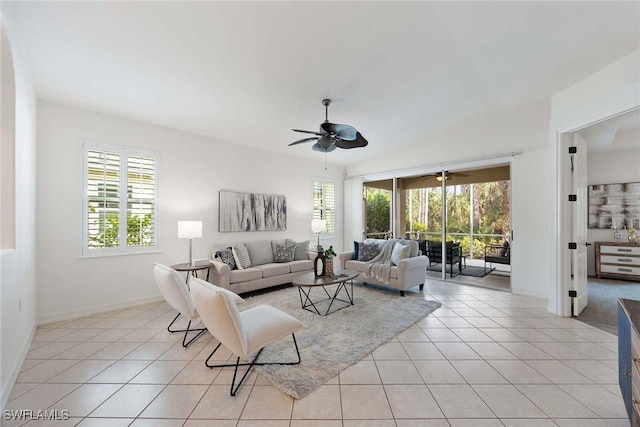 view of tiled living room