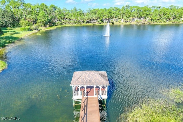 view of dock featuring a water view