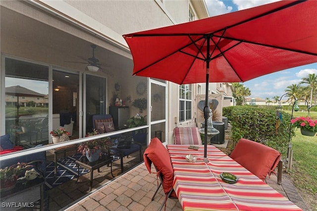 view of patio / terrace with ceiling fan