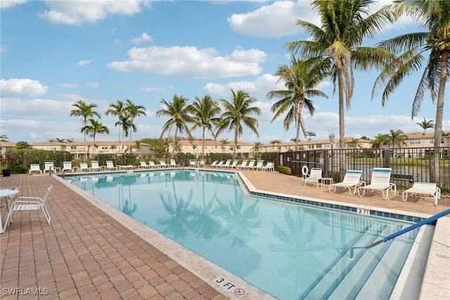 view of swimming pool featuring a patio