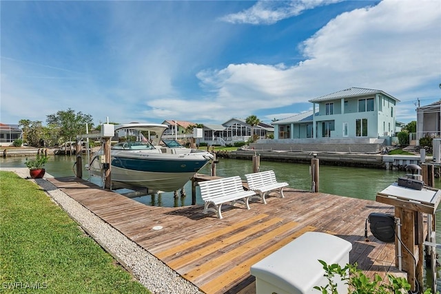 view of dock featuring a water view