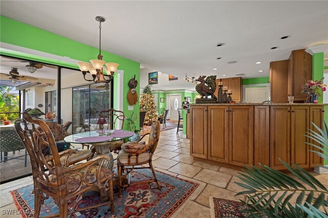 dining room featuring a chandelier