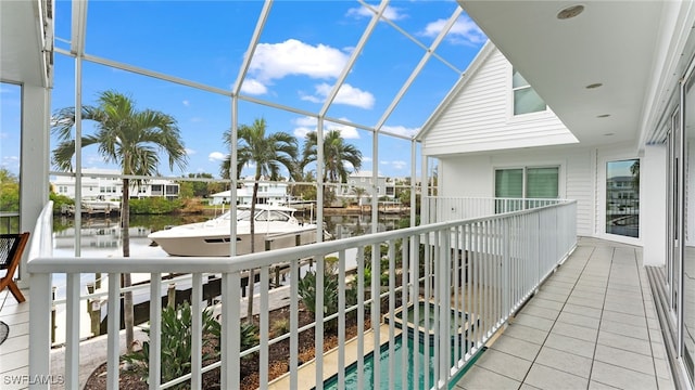 balcony with a water view