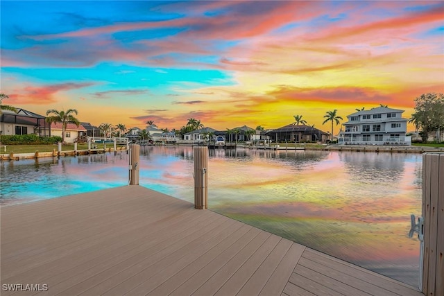 view of dock featuring a water view