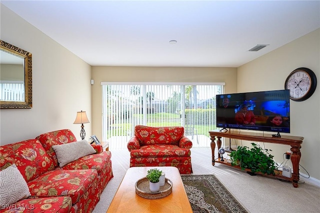 living room with carpet