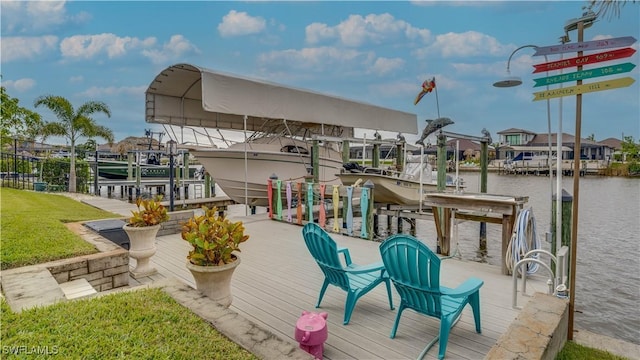 dock area featuring a water view