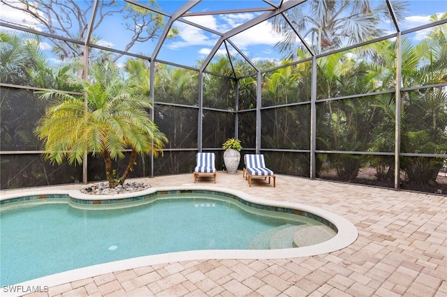 view of pool featuring a patio area