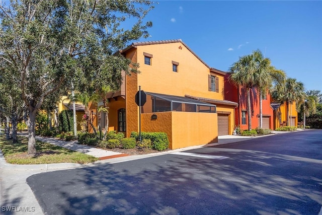 exterior space with a garage