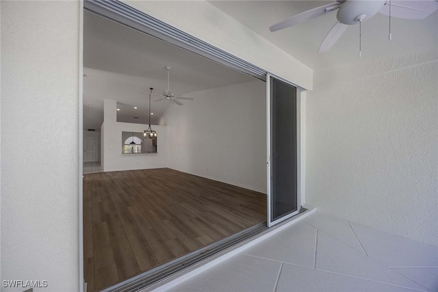 interior space featuring ceiling fan