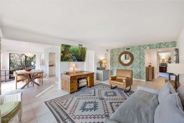 view of tiled living room