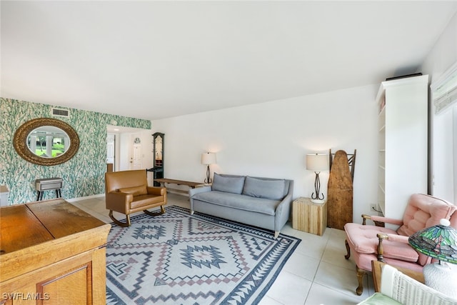 view of tiled living room