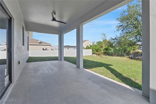 view of patio with ceiling fan