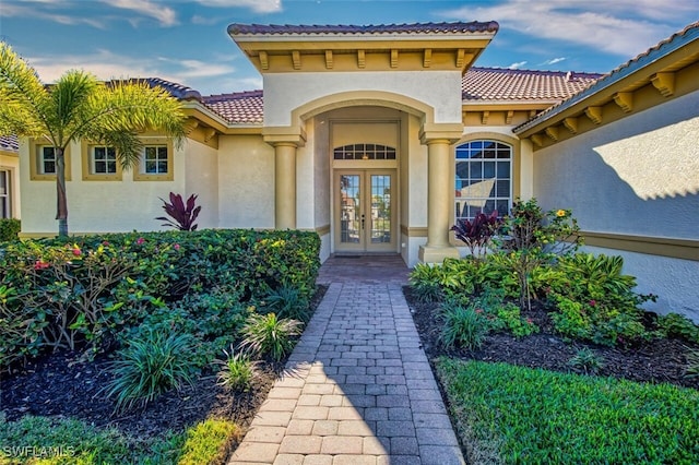 property entrance with french doors