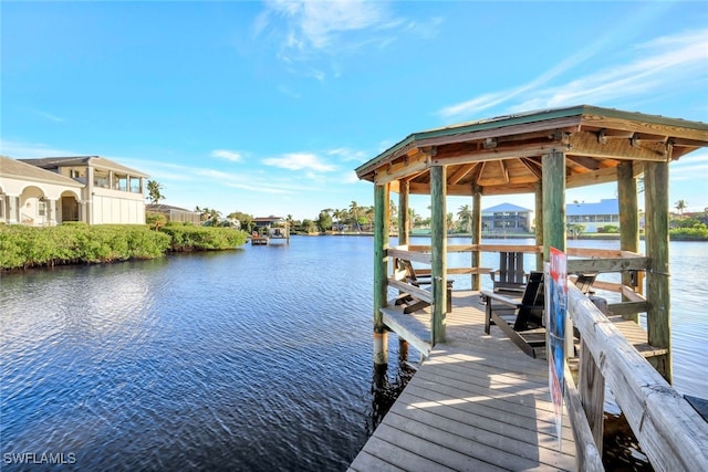 view of dock featuring a water view