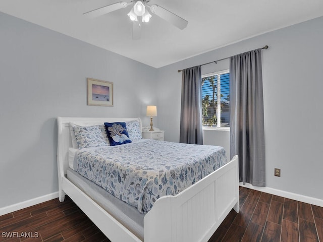 bedroom featuring ceiling fan