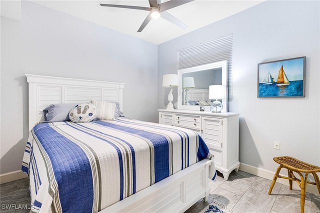 bedroom featuring ceiling fan