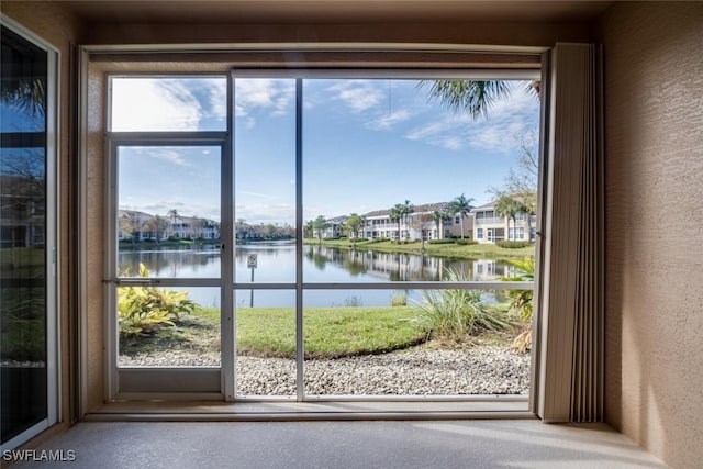 doorway with a water view