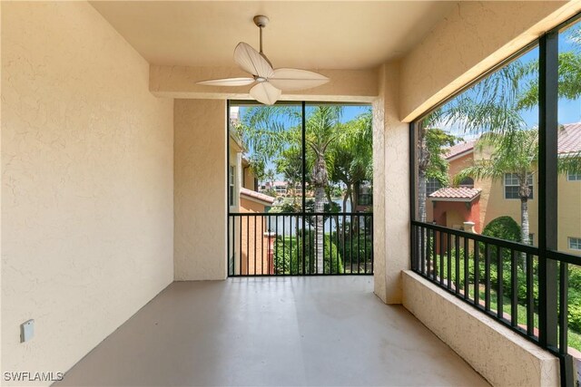 balcony with ceiling fan