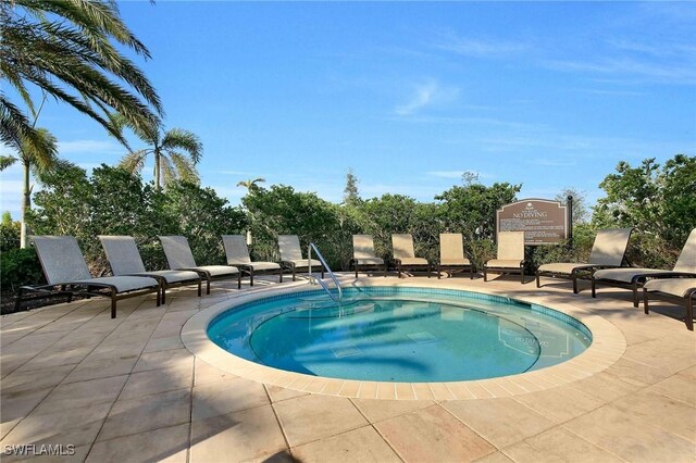 view of pool featuring a patio