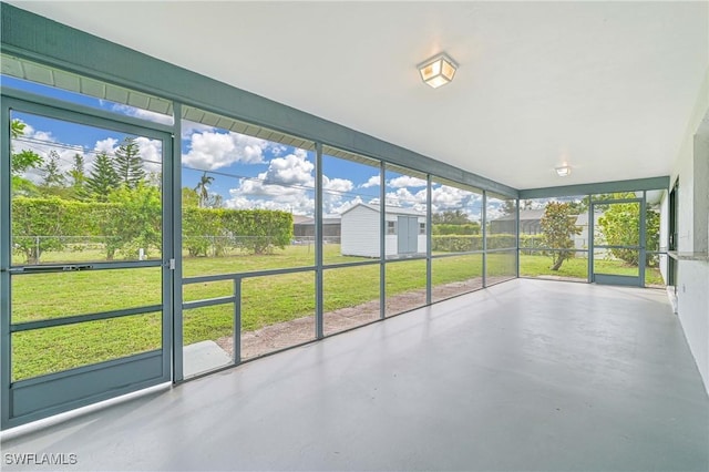 view of unfurnished sunroom