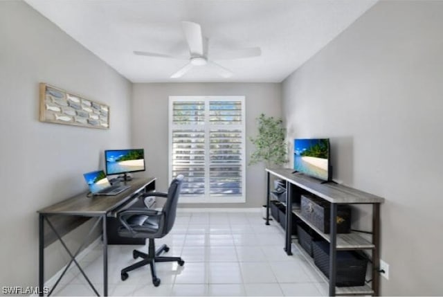 office featuring ceiling fan