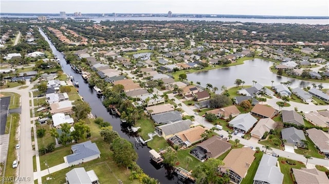 bird's eye view featuring a water view