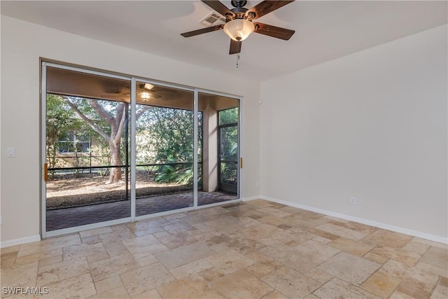 unfurnished room featuring ceiling fan