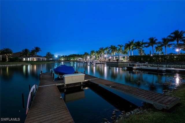 view of dock featuring a water view