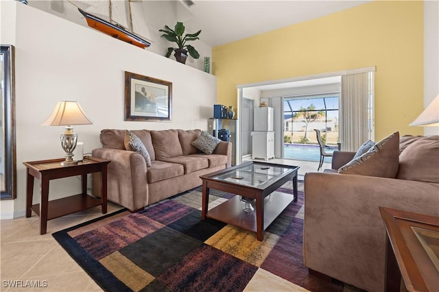 view of tiled living room