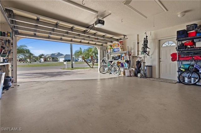 garage with a garage door opener