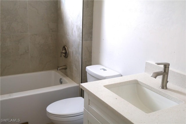 full bathroom featuring vanity, shower / bathtub combination, and toilet