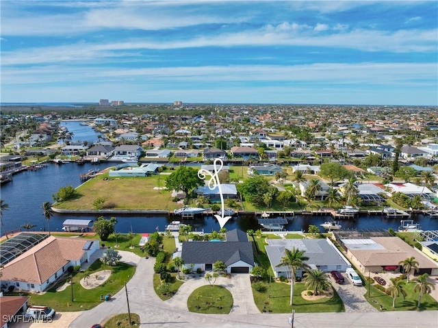 bird's eye view featuring a water view