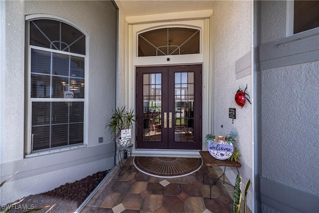 property entrance with french doors