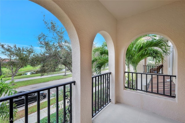 balcony with a water view