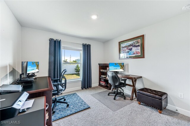 view of carpeted office space