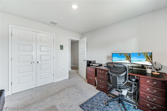 office with light colored carpet