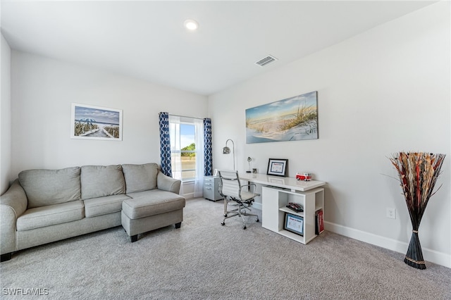 office area with carpet flooring