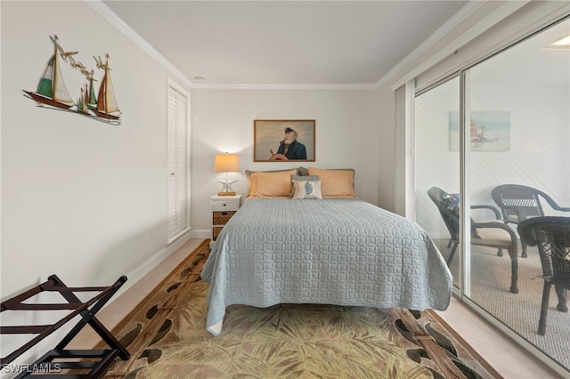 bedroom featuring crown molding