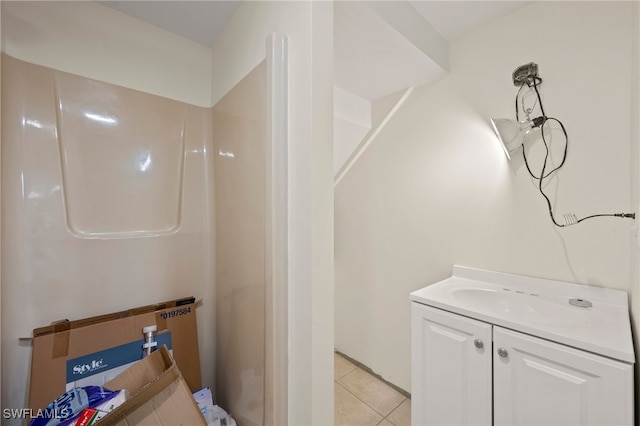 bathroom with vanity and tile patterned floors