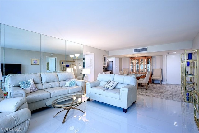 view of tiled living room